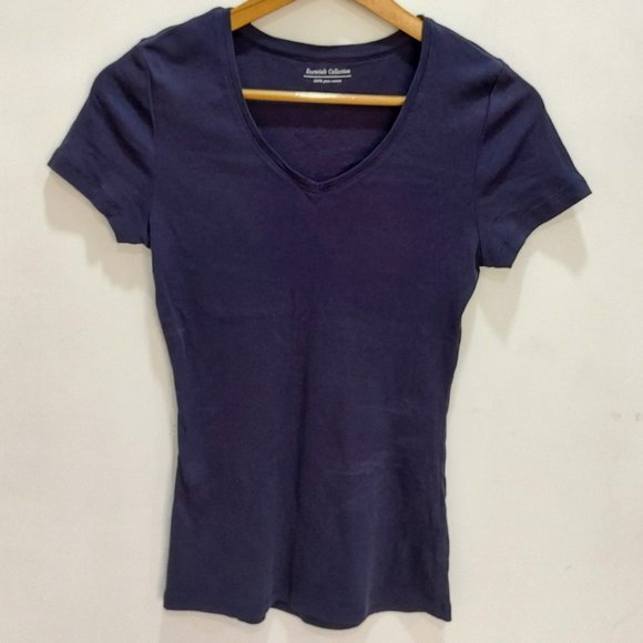 Marks and Spencer basic dark blue half sleeve t-shirt
